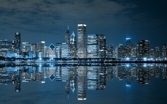 Chicago Night Reflection Wallpaper Pc