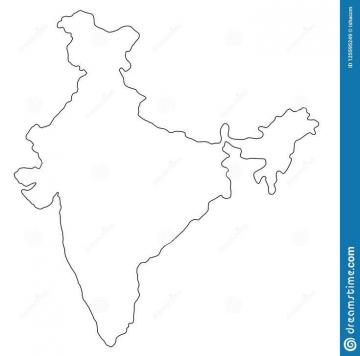 India Outline Map Vector Illustration Stock