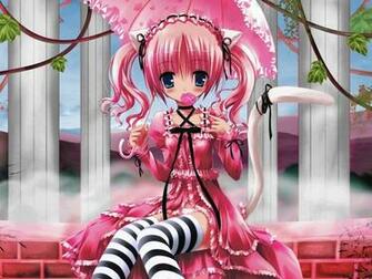 Wallpaper Girl Fountain Candy Umbrella Pink