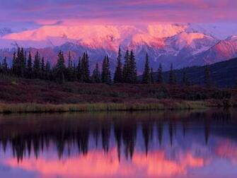 Landscapes Wonder Lake Alaska Range Sunset Denali National Park