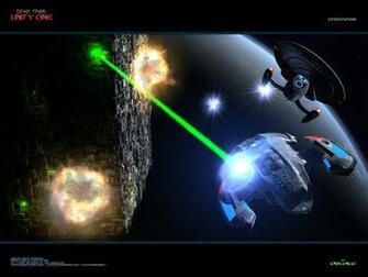 Federation Vs Borg Cube Wallpaper