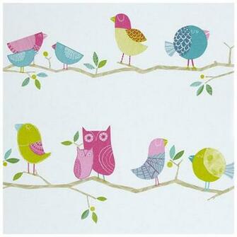 What A Hoot Pr24014 Pink Aqua Apple And Natural Wallpaper