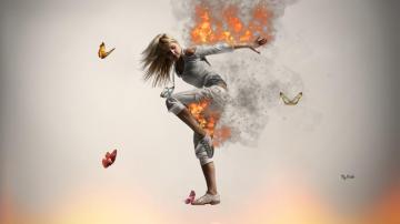 Cg Digital Art Dance Hip Hop Fire Butterfly Mood Wallpaper