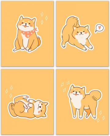Amazon Kawaii Shiba Inu Prints Set Of Inches