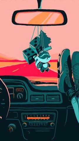 Car Long Drive Road Art Wallpaper iPhone Phone 4k 1880e