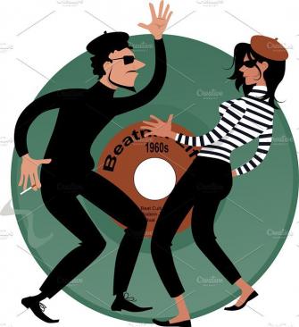 Beatniks Dancing Vinyl Record Background Beatnik