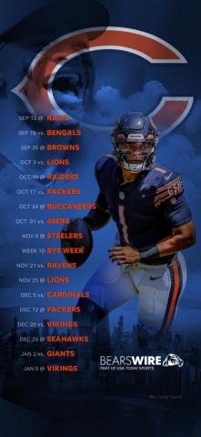 Our Bears Schedule Wallpaper Featuring Justin Fields