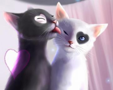 Language Art Cats Love Heart Mood D Wallpaper