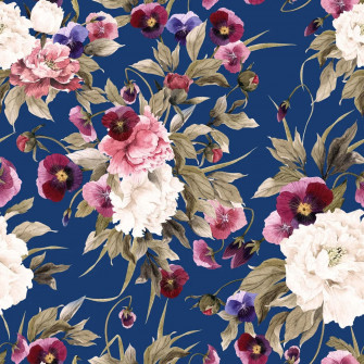 Navy Floral Pattern Wallpaper