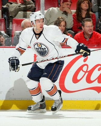 Taylor Hall Of The Edmonton Oilers Skates Against