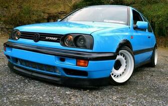 Wallpaper Volkswagen Golf Blue Tuning Germany Low R32