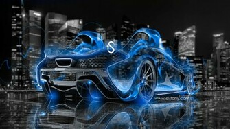 Mclaren P1 Blue Fire City Car Crystal HD Wallpaper By Tony