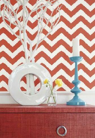 Thibaut S Widenor Chevron Wallpaper In Coral And White Creates