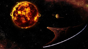 Stargate Universe Destiny Preparing To Refuel By Radu