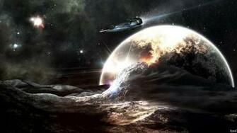 Outer Space Shuttle Photo Manipulation HD Wallpaper Planets
