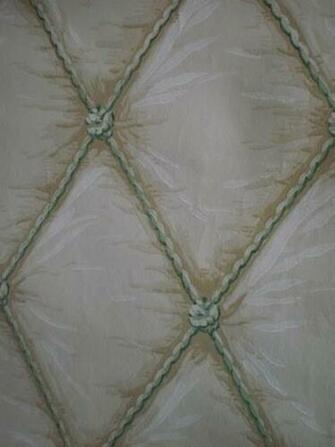 Antique French Hand Painted Trompe L Oeuil Wallpaper Quilted