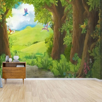 Amazon Cartoon Summer Scene With Meadow In The Forest