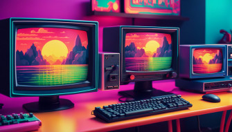 Dual Monitor Retro Wallpaper