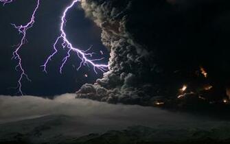 Desktop Wallpaper Volcano And Lightning