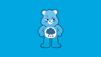 Cartoon Care Bears Blue Minimalism Simple Background