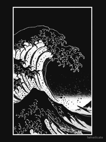 Black White Hokusai Great Wave Essential T Shirt By Helveticate