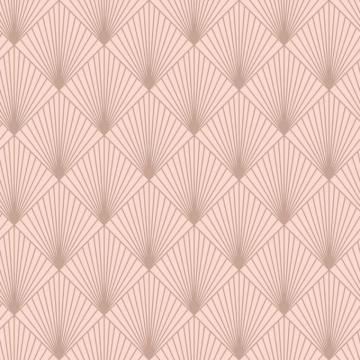 Art Deco Metallic Fans Wallpaper Pink Blush Gold