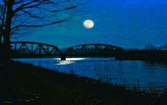 Moon Over River Wallpaper