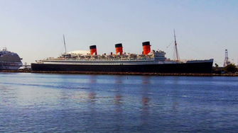 The Queen Mary Ship In Long Beach California Harbor Stock Video