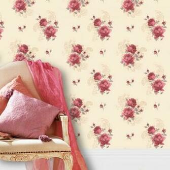 Home Tea Rose Country Red Wallpaper By Crown M0753