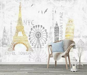 Self Adhesive 3d Sky Tower Building Wc1215 Wall Paper Mural