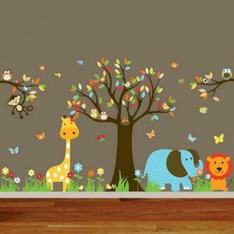 Animal Wall Mural For Nursery Room Decor Wallpaper Ideas