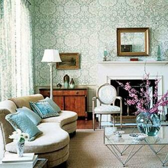 Elegant And Chic Living Rooms With Damask Wallpaper Rilane We