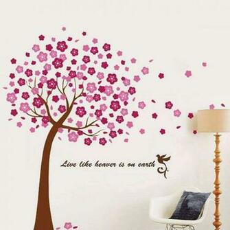 Large Pink Cherry Blossom Flower Tree Vinyl Wall Art Decal Stickers