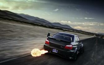 Subaru Impreza Wrx Sti Tuning Fire Flames Exhaust Explosion Roads
