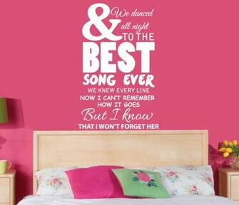 1d One Direction Best Song Ever Lyrics Wall Sticker