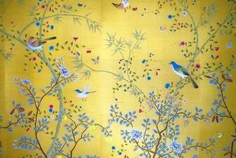 De Gournay Metallic Gold Leaf Wallpaper Art