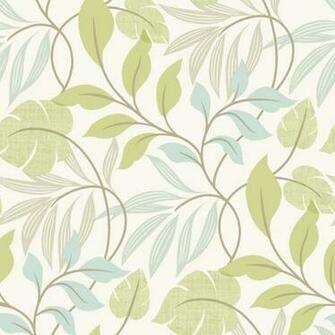 Green Modern Leaf Trail Wallpaper Swatch Contemporary
