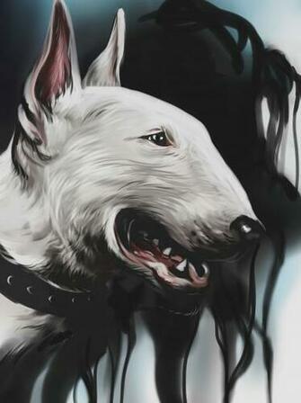 Image Bull Terrier Dogs Snout Head Animals Painting Art