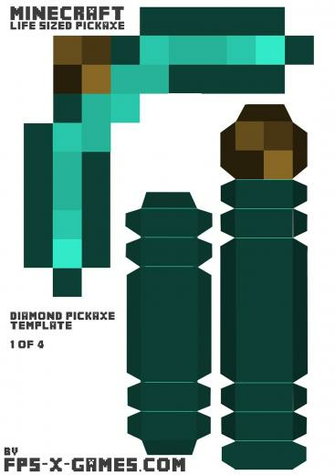 Minecraft Pickaxe Papercraft Template Wallpaper