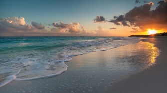 Beach Wave Sunset Scenery 4k Wallpaper iPhone HD Phone 2750f
