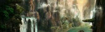 Wallpaper Cliffs Waterfalls Mist Nature