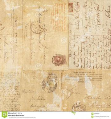 Grungy Vintage Postcard Ephemera Collage Background