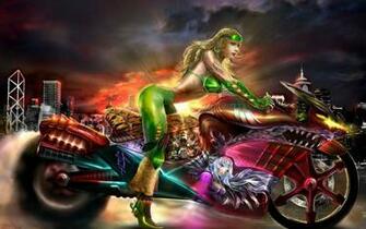 Girl On Motorcycle Widescreen Wallpaper