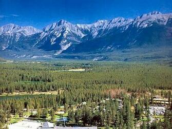 Canadian Rockies At Habasca River Valley Nature Wallpaper Featuring