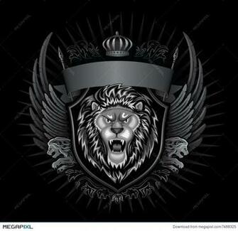 Black Background Roaring Lion Illustration Megapixl