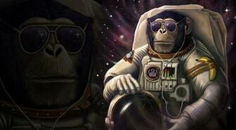 Monkey Astronaut Glasses Helmet Fantasy Animals Space