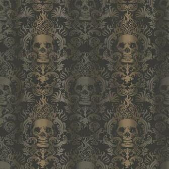 Chesapeake Luther Sand Skull Modern Damask Wallpaper Tot47111