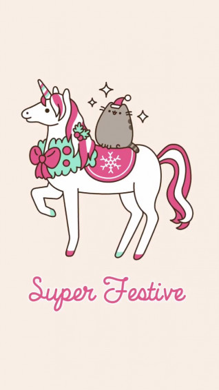 Super Festive Pusheen Phone Wallpaper Background