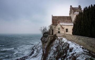 Wallpaper Sea Ocean Seascape Winter Snow Fog Mist Denmark