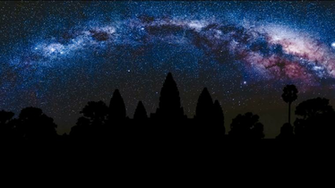 Angkor Wat At Night With Amazing Milky Way In The Background Siem